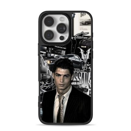 C Ronaldo in suit with Porsche supercar collage Phone Case