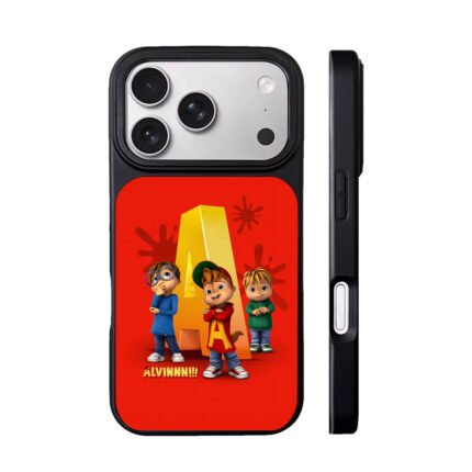 Alvin Chipmunks trio with golden A red backdrop Phone Case