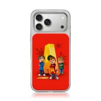 Alvin Chipmunks trio with golden A red backdrop Phone Case