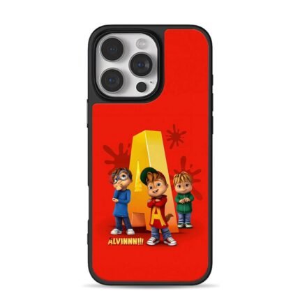 Alvin Chipmunks trio with golden A red backdrop Phone Case