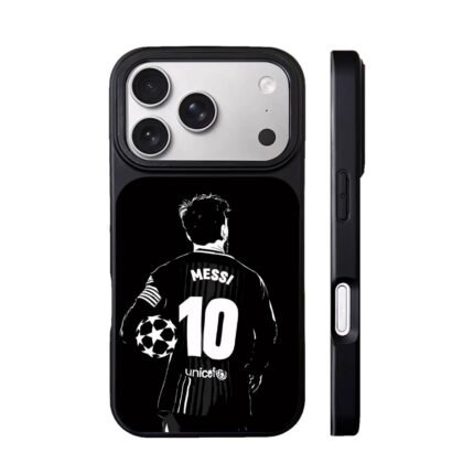Black white Messi 10 UCL football back art Phone Case