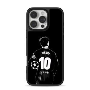 Black white Messi 10 UCL football back art Phone Case