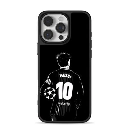 Black white Messi 10 UCL football back art Phone Case
