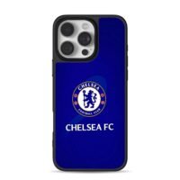 Chelsea FC football club official crest logo on royal blue backdrop Phone Case