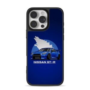 Blue Nissan GTR with Godzilla silhouette Phone Case