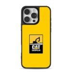 Caterpillar CAT logo with excavator silhouette on yellow background Phone Case