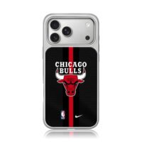 Chicago Bulls NBA logo with Nike swoosh on black red jersey pattern Phone Case