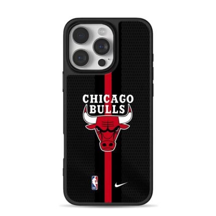 Chicago Bulls NBA logo with Nike swoosh on black red jersey pattern Phone Case
