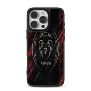 ACM Milan 1899 No7 football club badge on red black jersey pattern Phone Case
