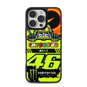 Cartoon MotoGP rider Rossi VR46 with Monster Energy Phone Case