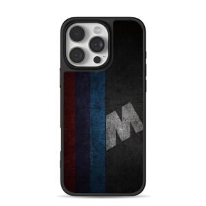 BMW M tri color stripe silver M logo dark grunge Phone Case