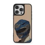 Blue Power Ranger silver dragon helmet on beige Phone Case