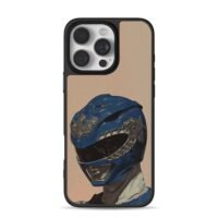 Blue Power Ranger silver dragon helmet on beige Phone Case