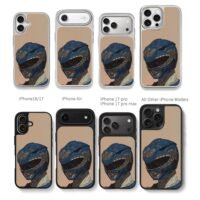 Blue Power Ranger silver dragon helmet on beige Phone Case