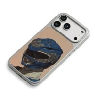 Blue Power Ranger silver dragon helmet on beige Phone Case