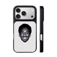 Black and white smiling Kobe Bryant head portrait print Phone Case
