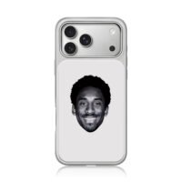 Black and white smiling Kobe Bryant head portrait print Phone Case