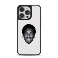 Black and white smiling Kobe Bryant head portrait print Phone Case