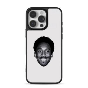Black and white smiling Kobe Bryant head portrait print Phone Case