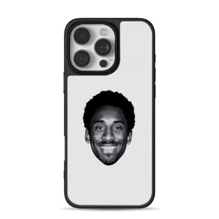 Black and white smiling Kobe Bryant head portrait print Phone Case