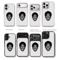 Black and white smiling Kobe Bryant head portrait print Phone Case