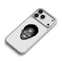 Black and white smiling Kobe Bryant head portrait print Phone Case