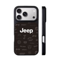 Big central Jeep text Willys Overland pattern dark brown Phone Case