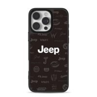 Big central Jeep text Willys Overland pattern dark brown Phone Case