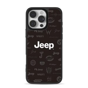Big central Jeep text Willys Overland pattern dark brown Phone Case