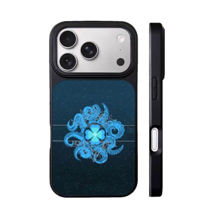 Blue octopus mandala four leaf clover constellation Phone Case
