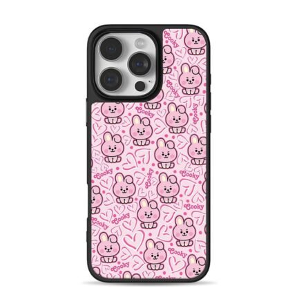BT21 Cooky pink bunny and heart repeat pattern Phone Case