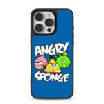 Angry SpongeBob Pat Squid angry sponge text blue Phone Case