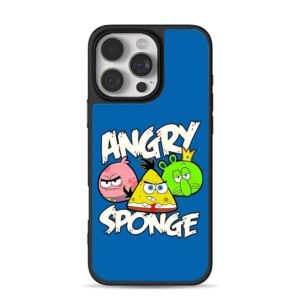 Angry SpongeBob Pat Squid angry sponge text blue Phone Case