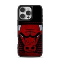 Chicago Bulls angry red bull head with honeycomb pattern background Phone Case