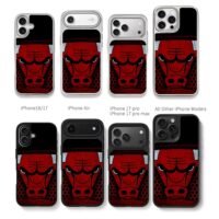 Chicago Bulls angry red bull head with honeycomb pattern background Phone Case