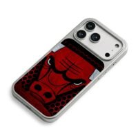 Chicago Bulls angry red bull head with honeycomb pattern background Phone Case