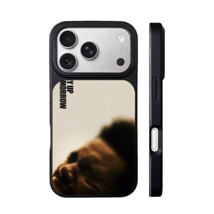 Blurry man portrait with Hurry Up Tomorrow text Phone Case