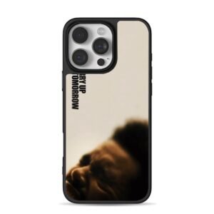 Blurry man portrait with Hurry Up Tomorrow text Phone Case