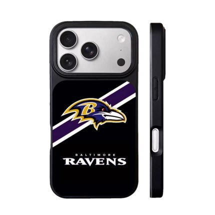 Baltimore Ravens logo purple white stripe on black Phone Case