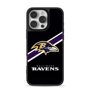 Baltimore Ravens logo purple white stripe on black Phone Case