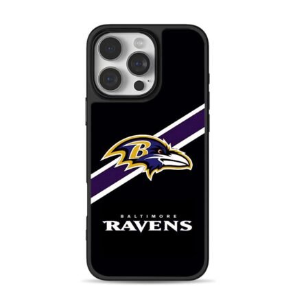 Baltimore Ravens logo purple white stripe on black Phone Case