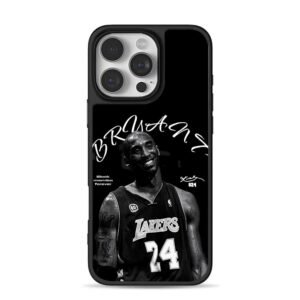 Black white Kobe Bryant Lakers 24 Black Mamba art Phone Case