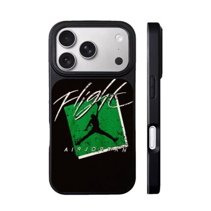 Air Jordan Flight jumpman dunk on green square Phone Case
