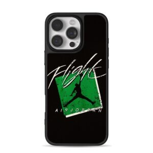 Air Jordan Flight jumpman dunk on green square Phone Case