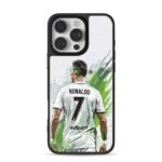 Artistic Ronaldo number 7 footballer back view with green splatters Phone Case
