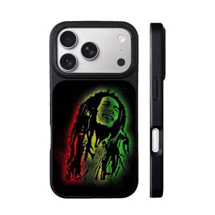 Bob Marley stencil art with rasta red yellow green gradient Phone Case