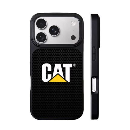 CAT logo with yellow triangle on black honeycomb Phone Case