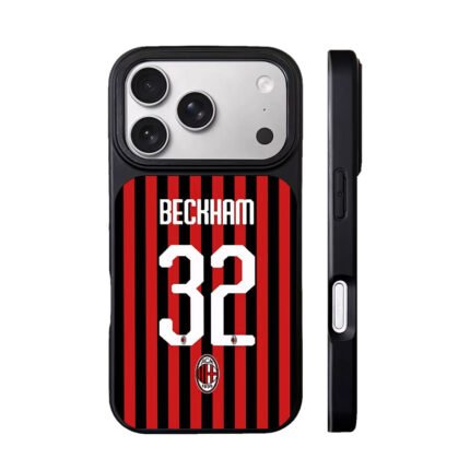 Beckham 32 AC Milan red black striped jersey Phone Case