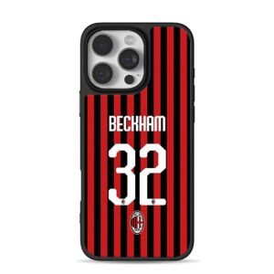 Beckham 32 AC Milan red black striped jersey Phone Case