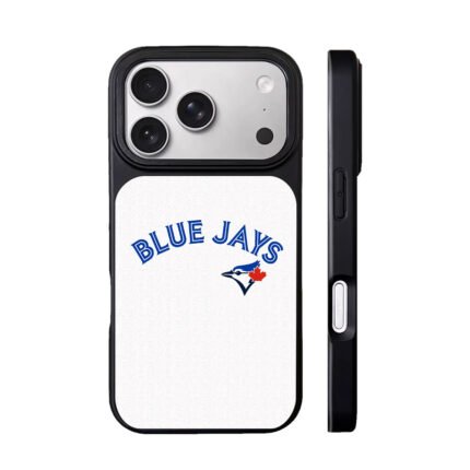 Arched Blue Jays text blue jay red maple leaf logo Phone Case